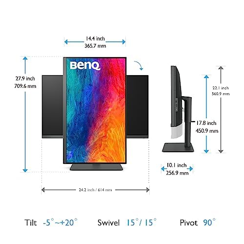 BenQ PD2705U 27" (68.58 cm) LED| 4K IPS HDR10 Monitor| UHD| 99% sRGB| 99% Rec.709| Color Mode| Darkroom Mode| Animation Mode| CAD/CAM Mode| HDMI| DP| USB-C(65W)| AQCOLOR Technology (Dark Grey)