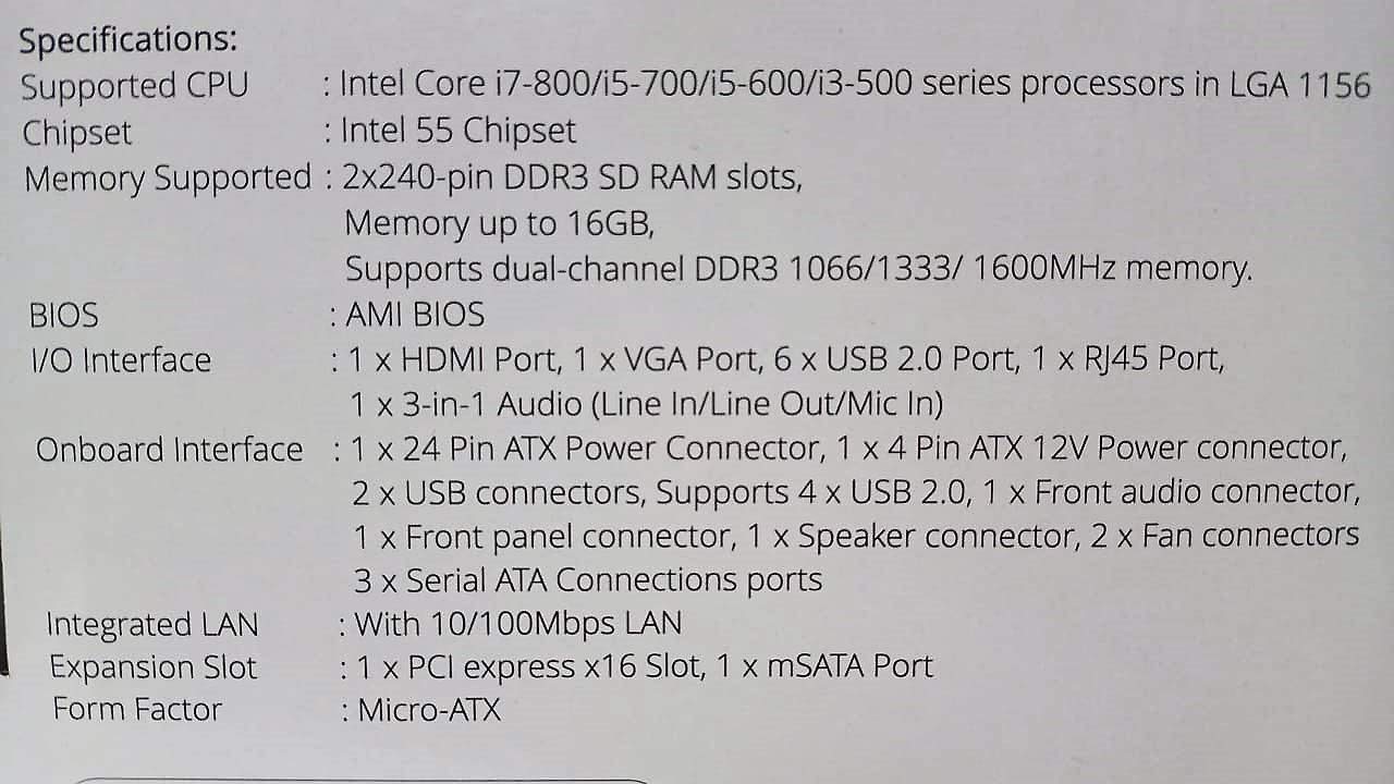 ZEBRONICS Intel H55 Chipset Motherboard Socket 1156 Zeb55, atx, ddr_3