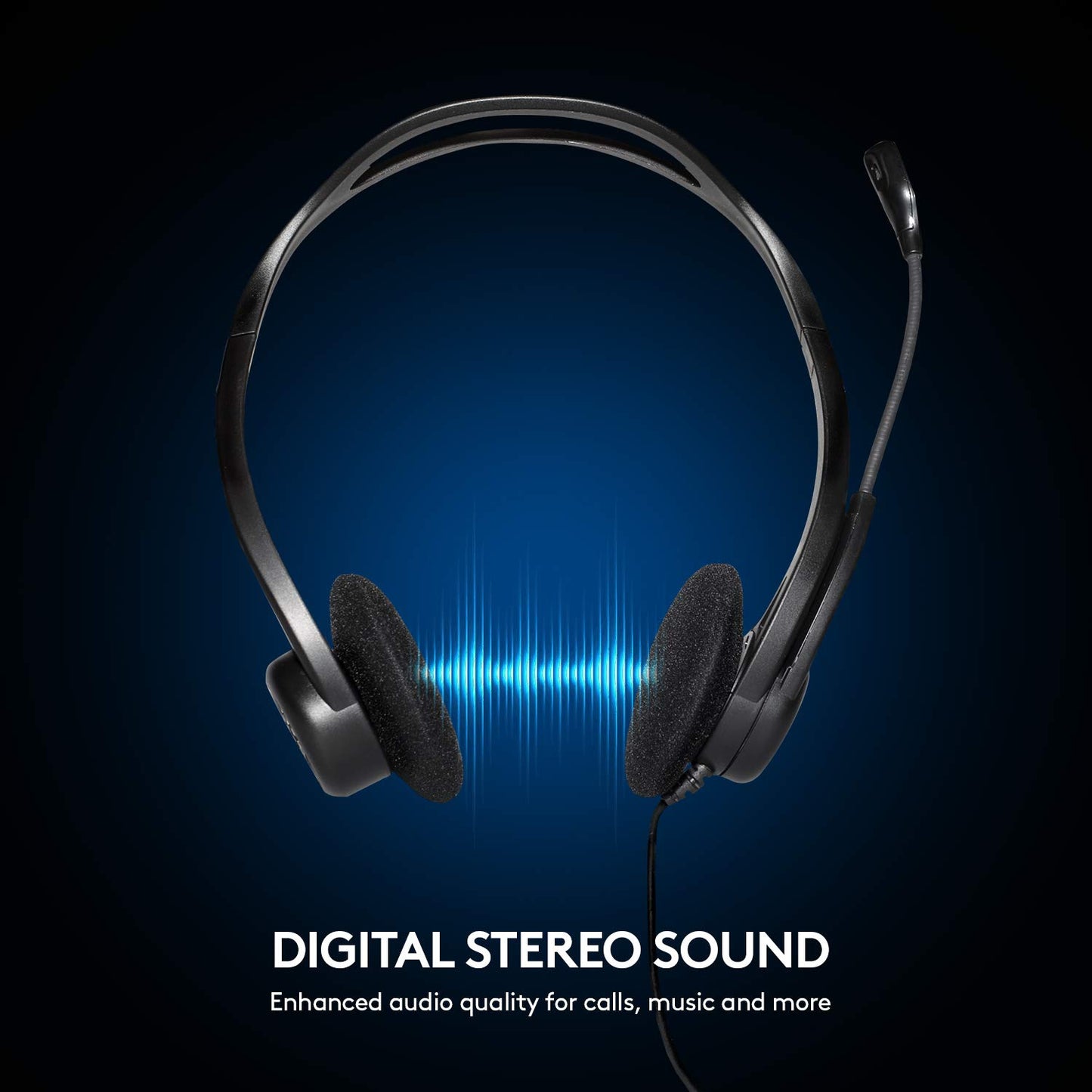 Logitech H370 USB Stereo Wired Over Ear Headphones with mic, in-Line Controls, Adjustable Headband, PC/Mac/Laptop - Black