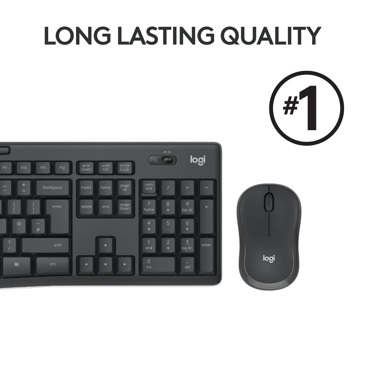 Logitech MK295 Silent Wireless Mouse & Keyboard Combo with SilentTouch Technology, Full Numpad, Advanced Optical Tracking, Lag-Free Wireless, 90% Less Noise - Black