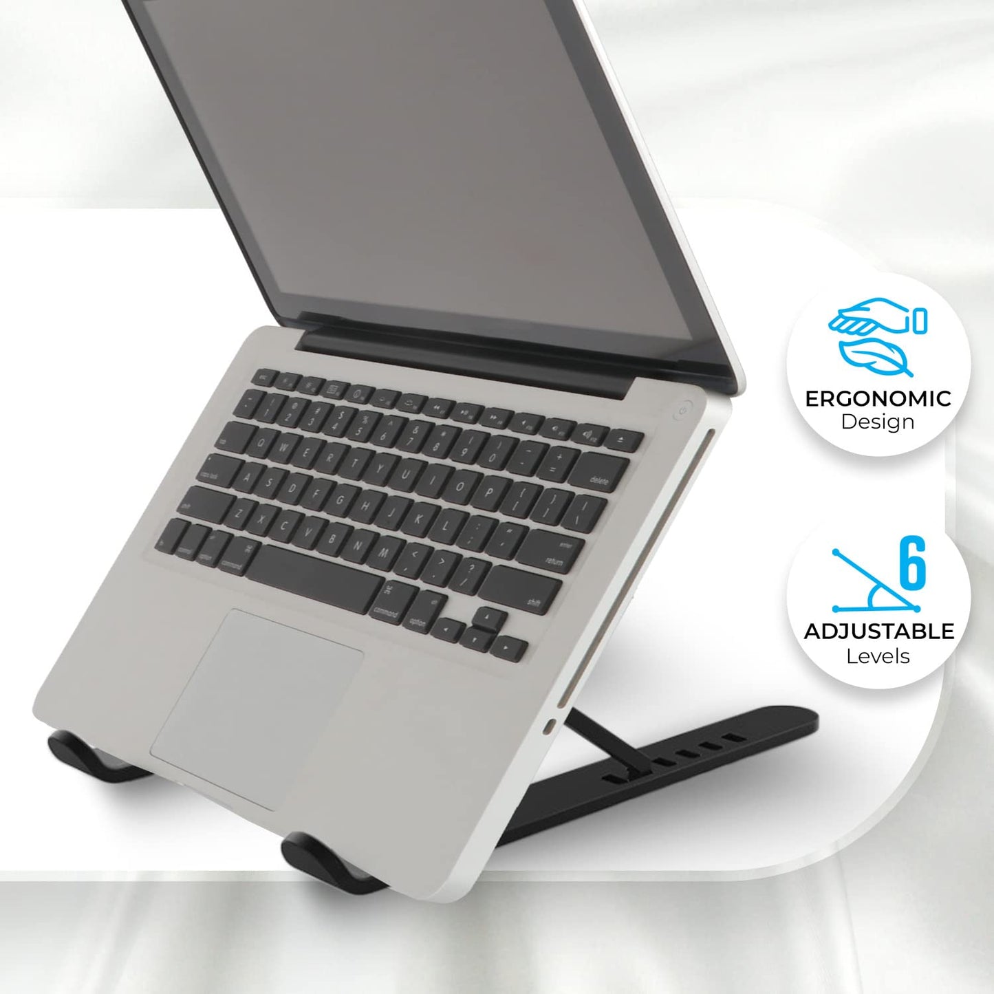 Zebronics-NS1000 Laptop Stand Featuring Foldable Design, Anti-Slip Silicone Rubber Pads, Supports Maximum of 5kgs Weight, 6 Adjustable Levels