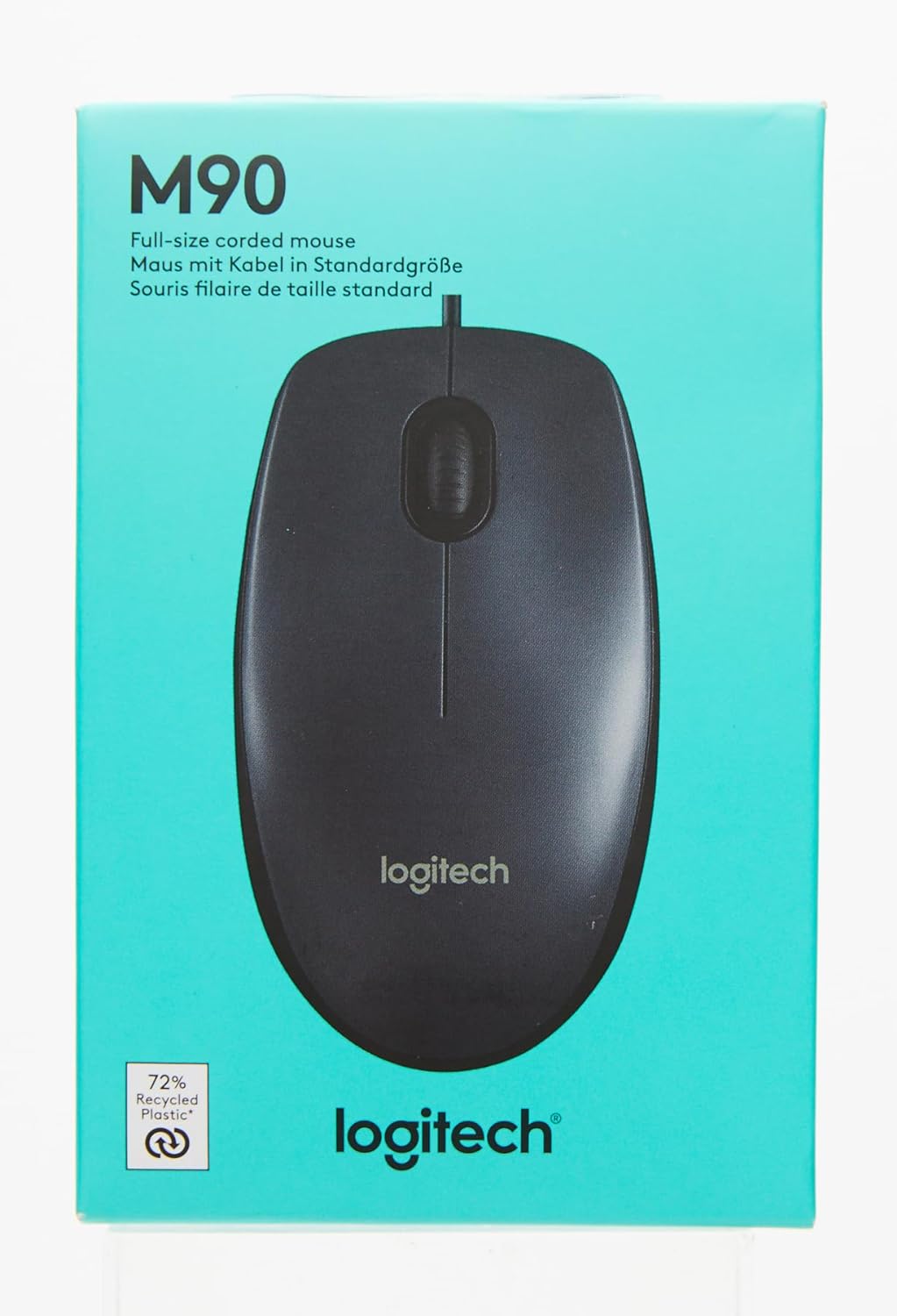 Logitech M90 Wired USB Mouse, 3 yr Warranty, 1000 DPI Optical Tracking, Ambidextrous PC/Mac/Laptop - Black