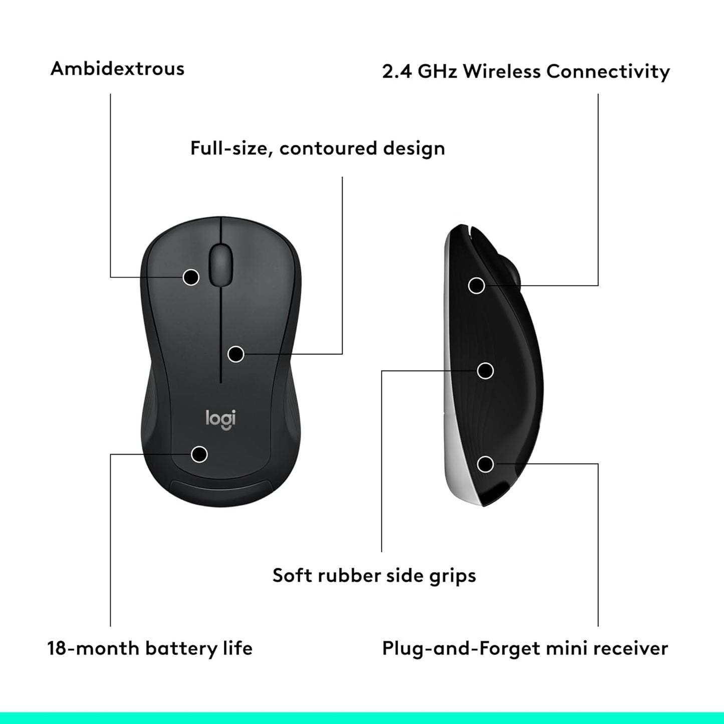 Logitech MK540 Advanced Wireless Keyboard and Mouse Combo for Windows, 2.4 GHz Unifying USB-Receiver, Multimedia Hotkeys, 3-Year Battery Life, for PC, Laptop - Black