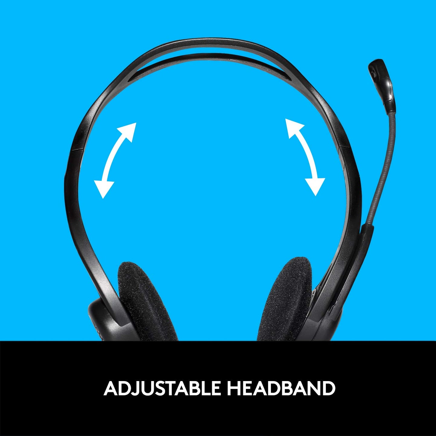 Logitech H370 USB Stereo Wired Over Ear Headphones with mic, in-Line Controls, Adjustable Headband, PC/Mac/Laptop - Black