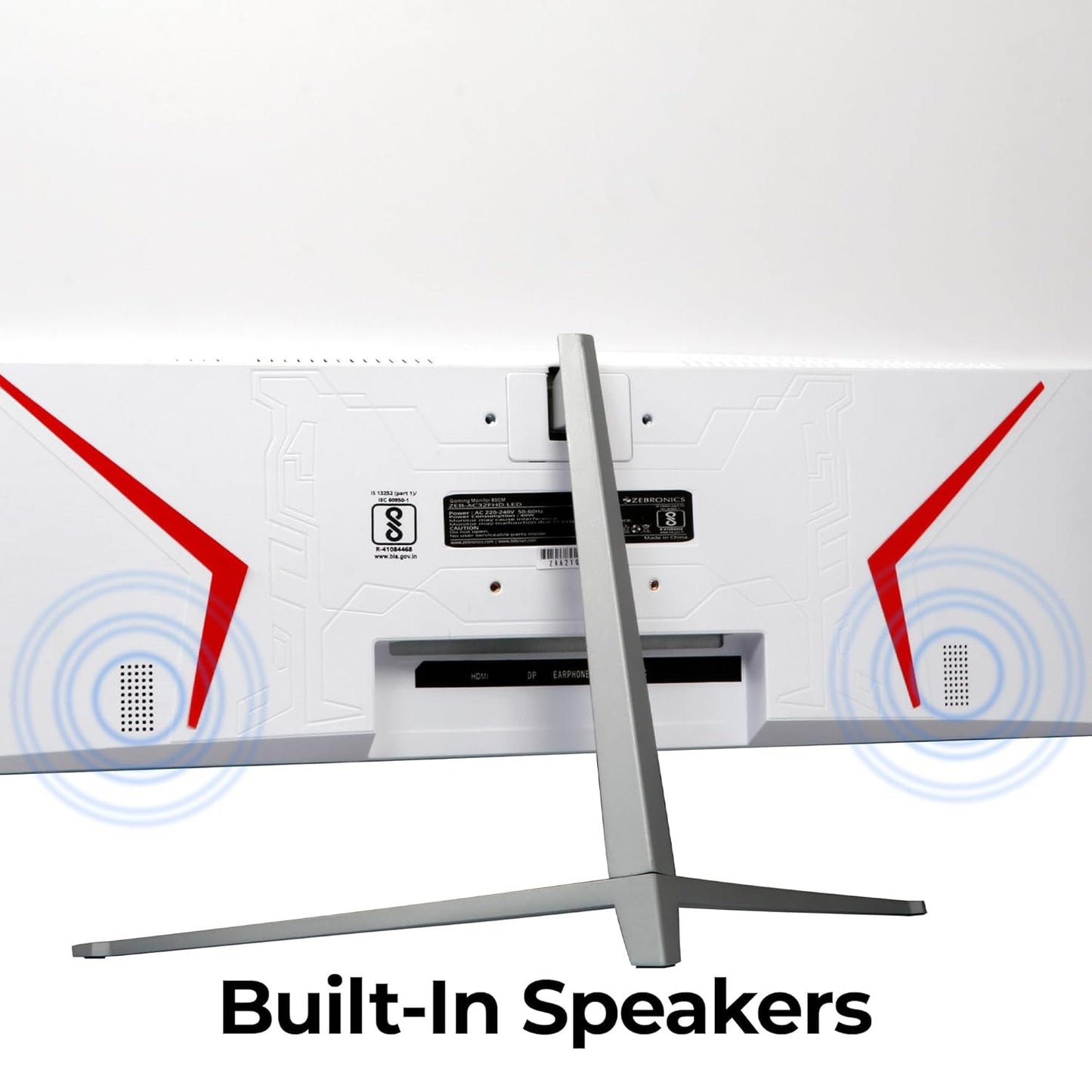 ZEBRONICS AC32FHD LED, Gaming Monitor, 32 inch (81.28cm), 300 nits, 165hz, 1800R Curved wide screen, FHD, 1080p, Wall Mountable, HDMI, DisplayPort, USB Port, Metal stand, Built-in Speakers