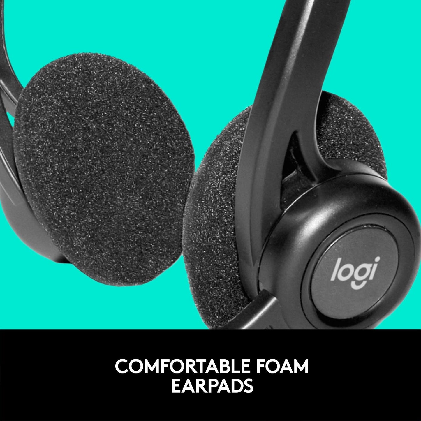 Logitech H370 USB Stereo Wired Over Ear Headphones with mic, in-Line Controls, Adjustable Headband, PC/Mac/Laptop - Black