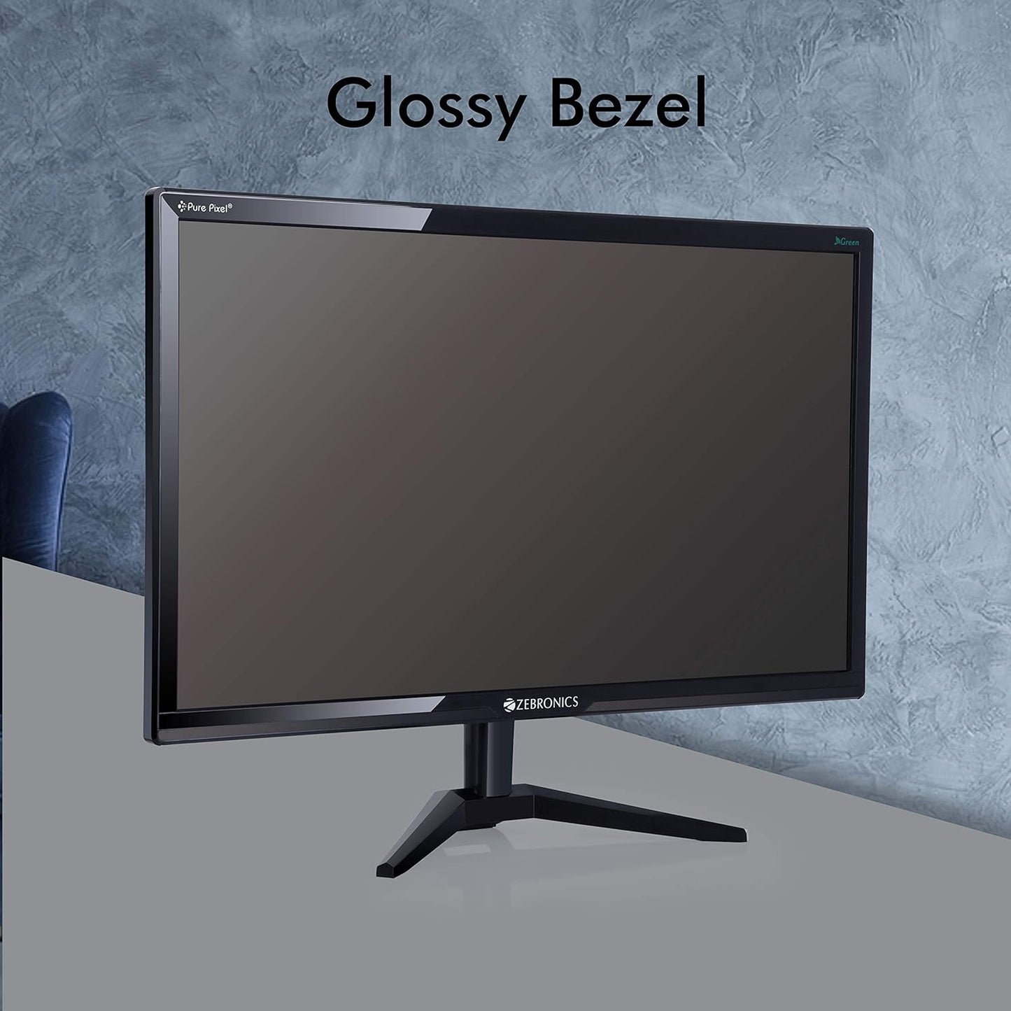 ZEBRONICS A22FHD LED (21.5") (54.61 cm) LED 1920x1080 Pixels FHD Resolution Monitor with HDMI + VGA Dual Input, Built-in Speaker, Wall Mount Facility, max 220 Nits Brightness, Black