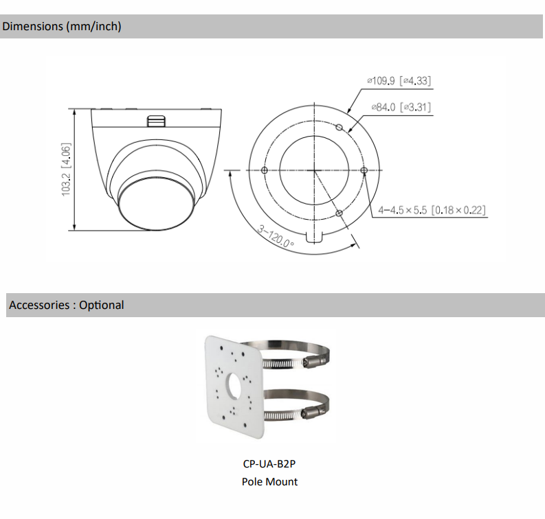 4MP IR Network Dome Camera - 30Mtr - CP-UNC-DA41PL3-Y