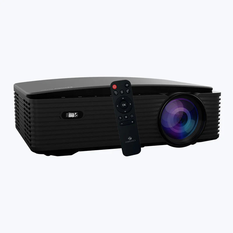 ZEBRONICS PIXAPLAY 16 Dolby Smart LED Projector, 4000 Lumens, 4K Support, 200 Inch Screen Size, USB, HDMI, AV, AUX, WIFI, 1080p Native, Supports Bluetooth, APP Support, Miracast, Airplay