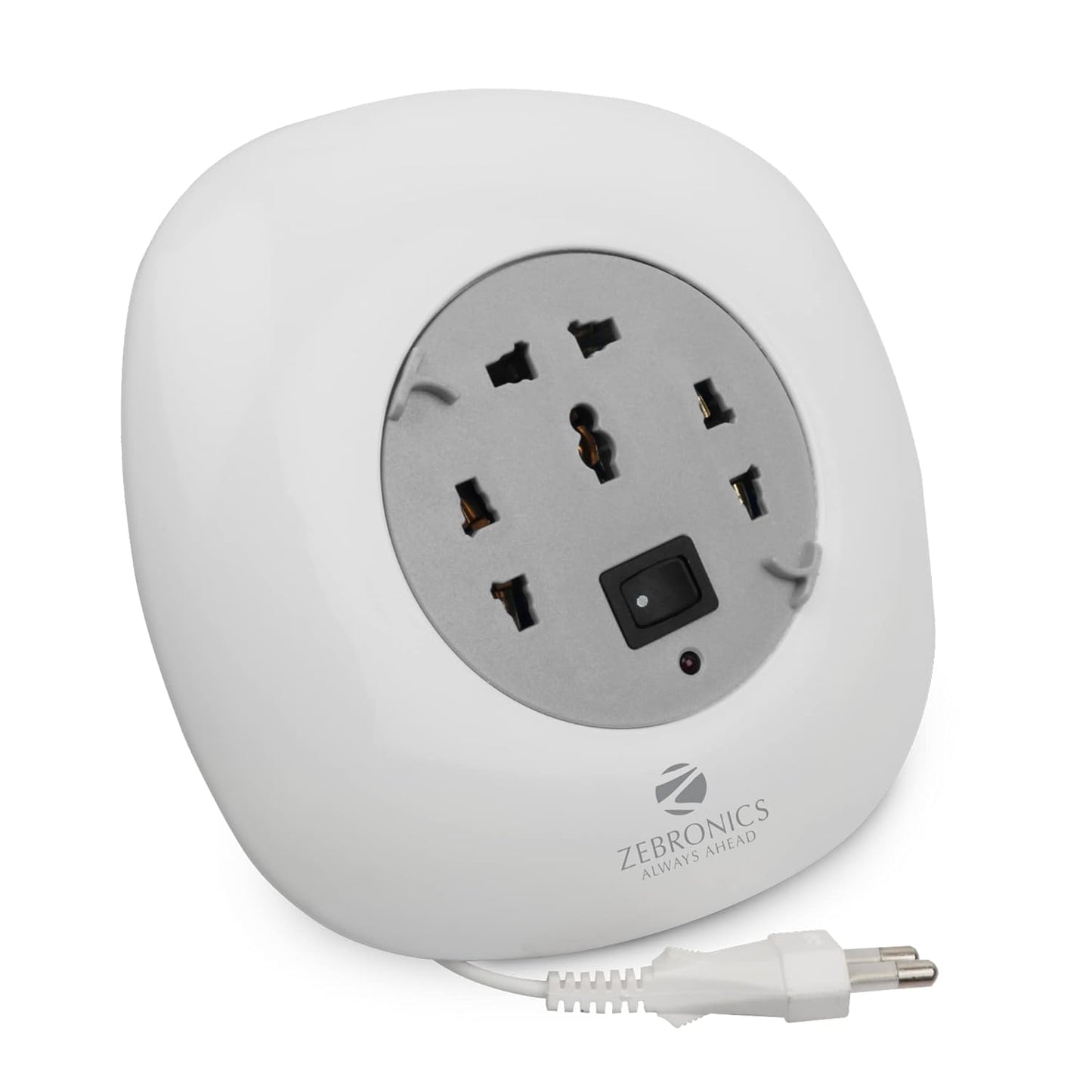 ZEBRONICS - Ps3400H Power Strip A 1500W Power Extension Socket with 3 Output Brass Sockets and 4M Retractable Cable(White), 250 Volts