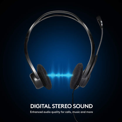 Logitech H370 USB Stereo Wired Over Ear Headphones with mic, in-Line Controls, Adjustable Headband, PC/Mac/Laptop - Black