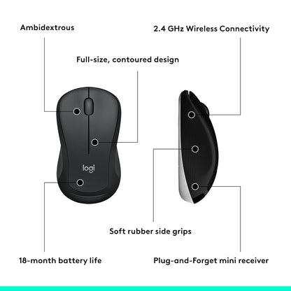 Logitech MK540 Advanced Wireless Keyboard and Mouse Combo for Windows, 2.4 GHz Unifying USB-Receiver, Multimedia Hotkeys, 3-Year Battery Life, for PC, Laptop - Black
