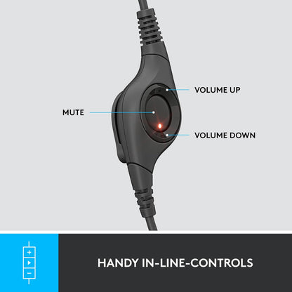 Logitech H390 Wired On Ear Headset for PC/Laptop, Stereo Headphones with Noise Cancelling Microphone, USB-A, In-Line Controls, Works with Chromebook
