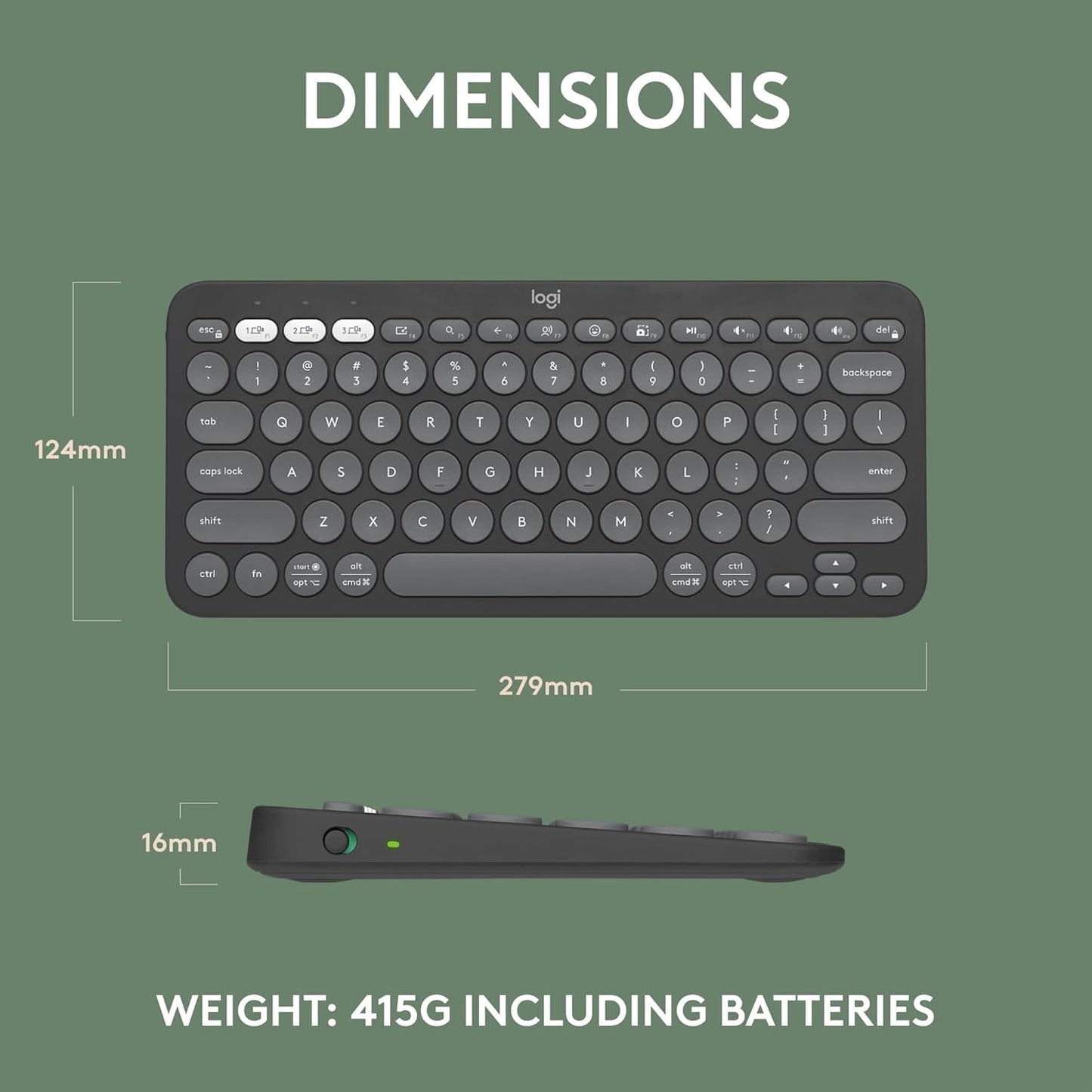 Logitech Pebble Keys 2 K380s, Multi-Device Bluetooth Wireless Keyboard