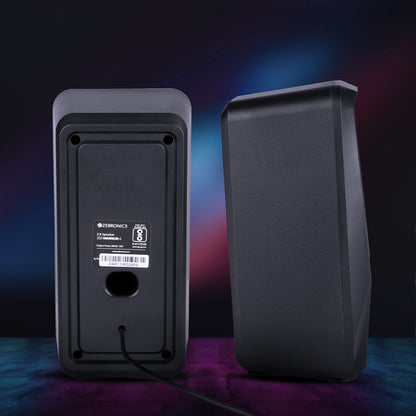ZEBRONICS Zeb-Warrior 4, 2.0 Speaker for PC, Laptops, Desktop with 5 RGB Light Modes, USB Powered, AUX Input, 10 watts, Volume Control Pod
