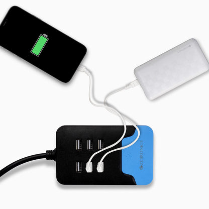 ZEBRONICS -Ps160L USB Power Strip with 6 USB Ports, Smart Design for Faster Charging and Led Light with Cable, Black, 5 Volts