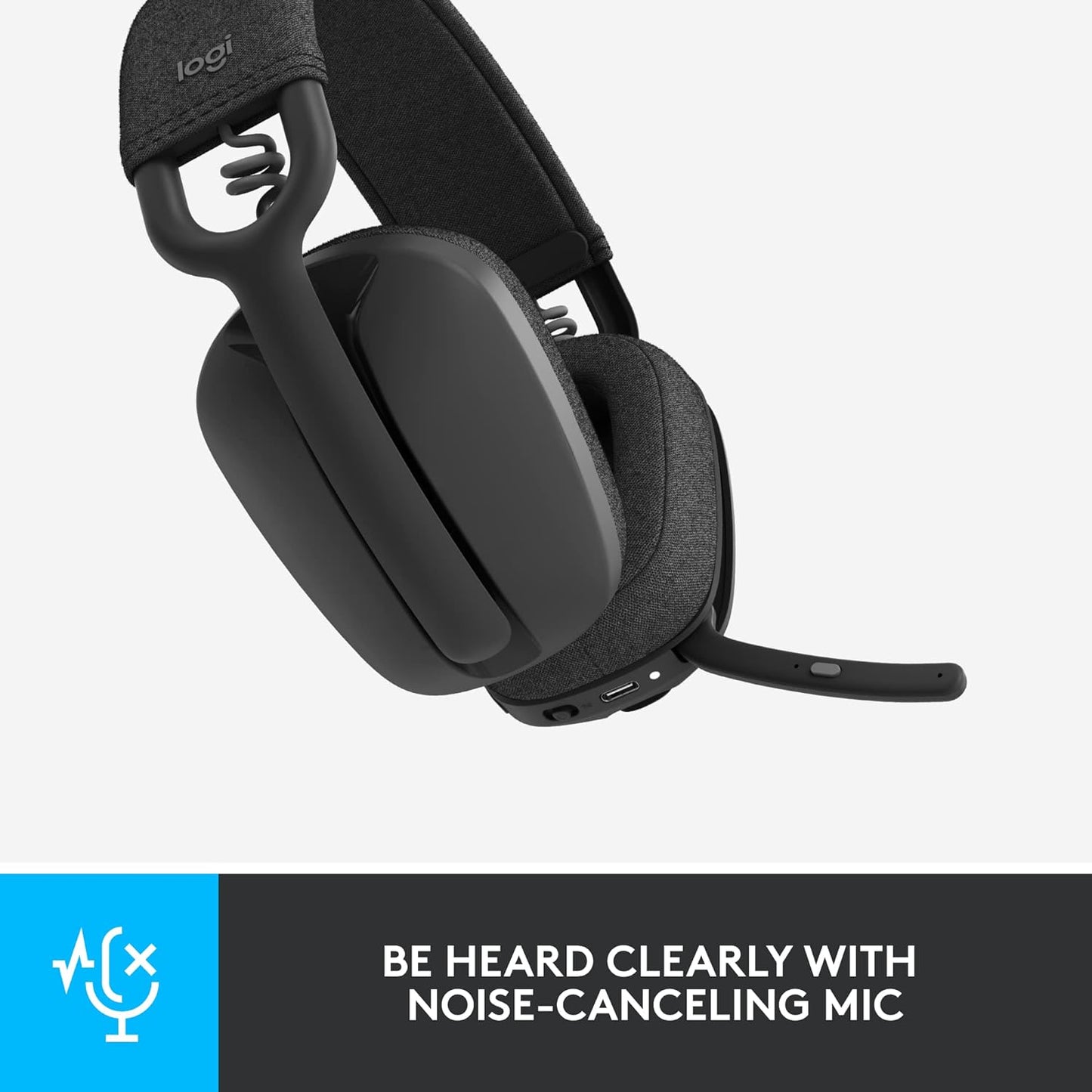 Logitech Zone Vibe 100 Lightweight Wireless Over-Ear Headphones with Noise-Cancelling Microphone