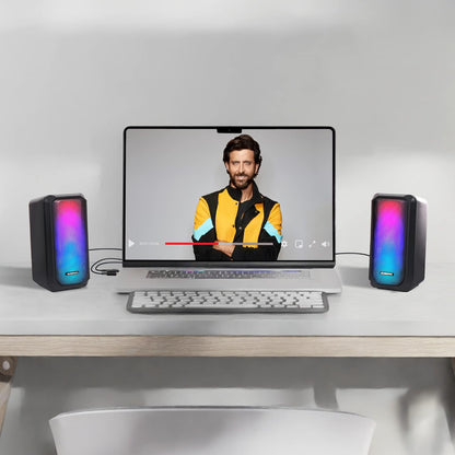 Zebronics Zeb-Fame 1 USB Powered 2.0 Speaker with 10W RMS Output, 7 RGB Modes, LED Control Switch, Volume Control, 3.5mm Input, Compatible for Computers and Laptops Black