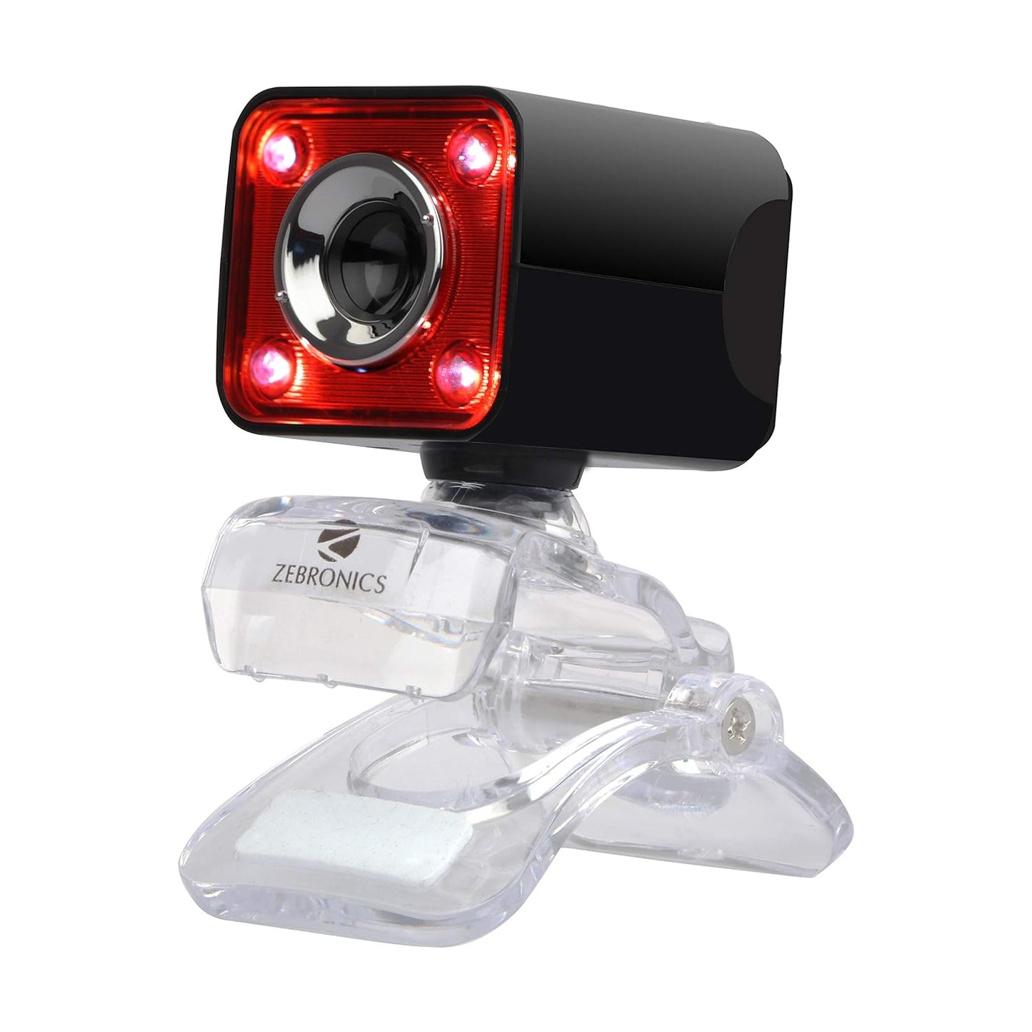 Zebronics Zeb-Crystal Pro Web Camera with USB Powered,3P Lens, Night Vision and Built-in Mic(RED)