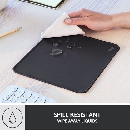 Logitech Mouse Pad - Studio Series, Computer Mouse Mat with Anti-Slip Rubber Base, Easy Gliding, Spill-Resistant Surface, Durable Materials, Portable, in a Fresh Modern Design-Graphite