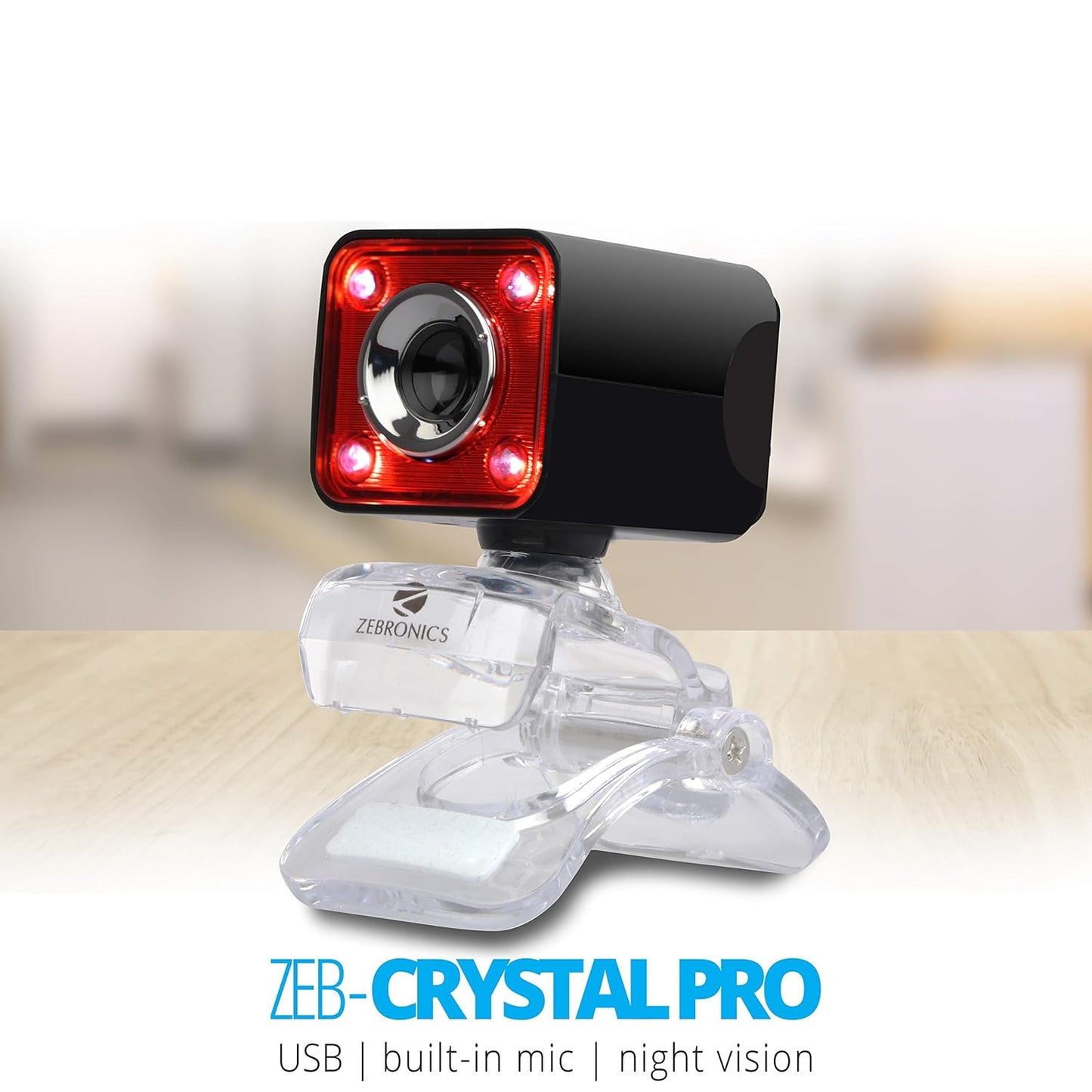 Zebronics Zeb-Crystal Pro Web Camera with USB Powered,3P Lens, Night Vision and Built-in Mic(RED)