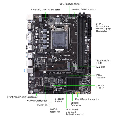 ZEBRONICS H310 D4M2 Micro-ATX Motherboard for LGA 1151 Socket, Supports Intel 8th & 9th Generation Processors, NVMe M.2 Slot, 5.1 Audio, DDR4 2666 MHz, Ports (RJ45 | SATA | USB 3.0 | HDMI | DP)