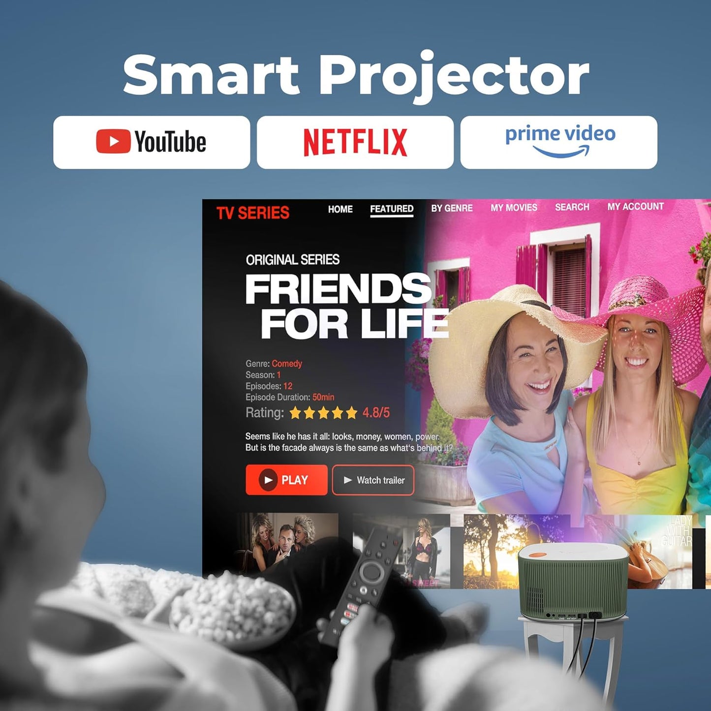 ZEBRONICS Zebronics Pixaplay 26 1080P Fhd 508 Cm Dolby Audio Smart Projector with 5000 Lumens, Auto Focus & Keystone, HDMI (Arc),Miracast, Dual Band,30,000 Hour Lamp Life, Multicolor