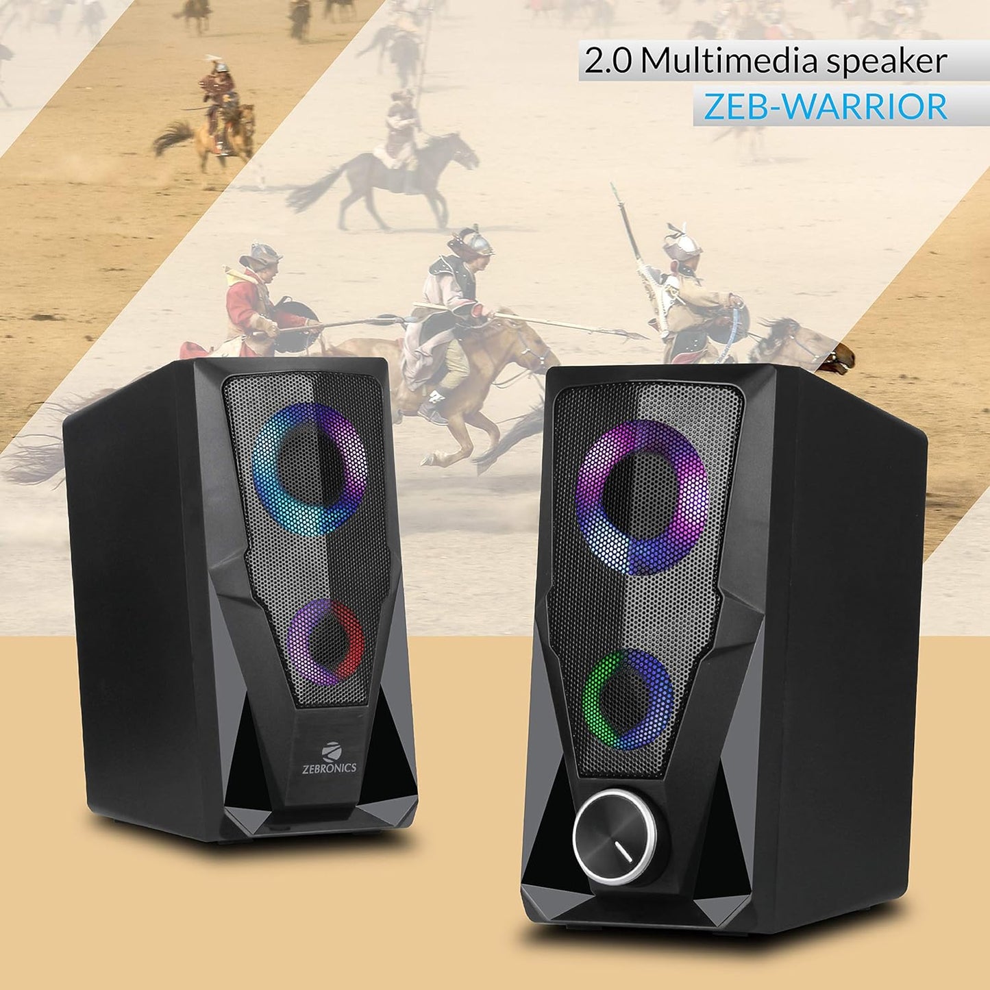 Zebronics Zeb-Warrior, 2.0 Multimedia Speaker With Aux Connectivity,USB Powered And Volume Control